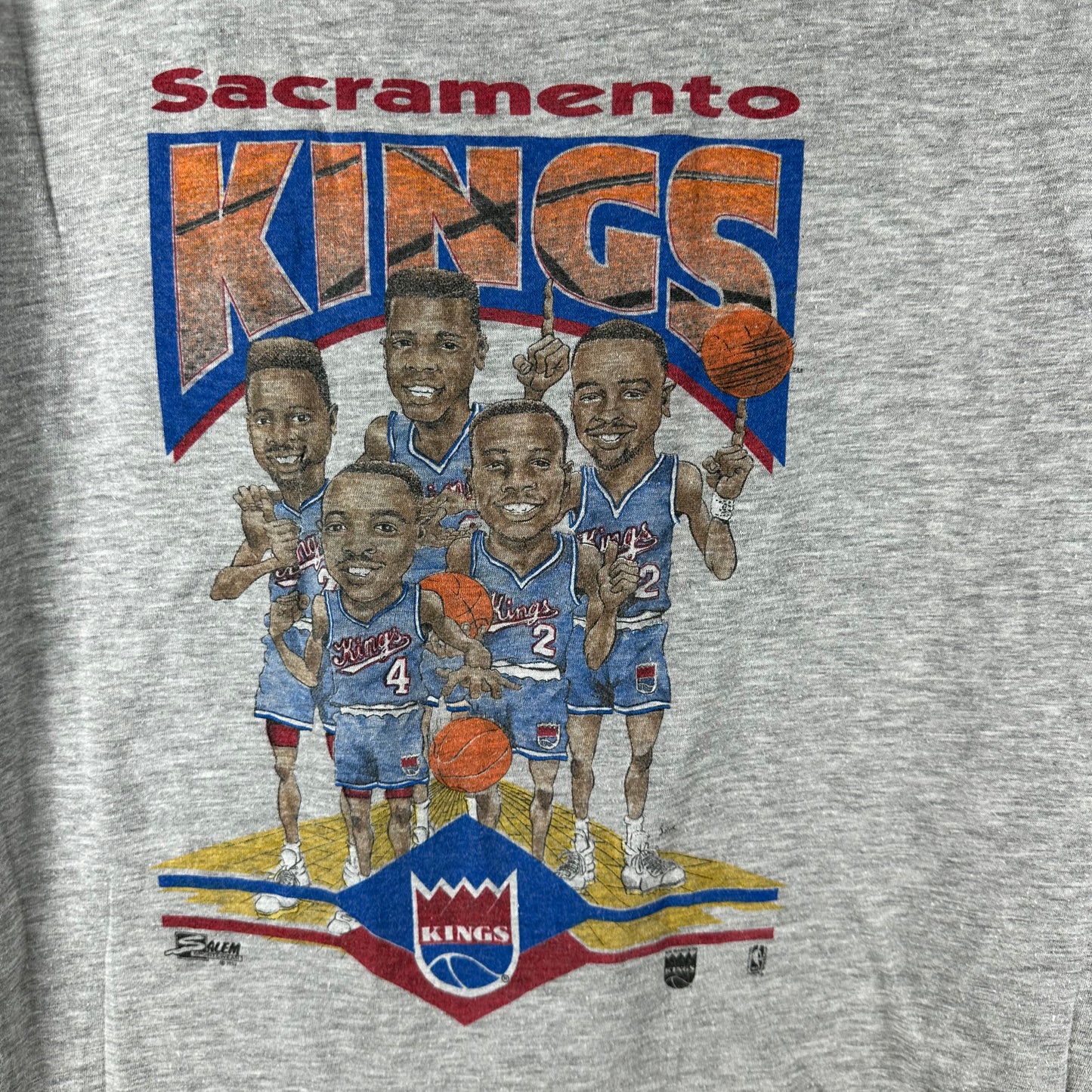 Vintage 1992 Sacramento Kings NBA Caricature Salem Sportswear Single Stitch T-shirt