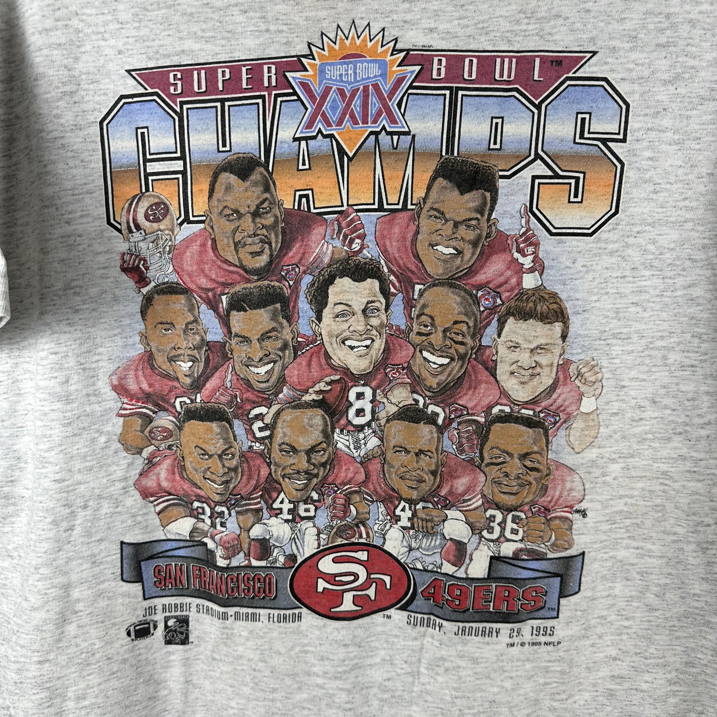 Vintage 1995 San Francisco 49ers NFL Super Bowl Champs Caricature T-shirt