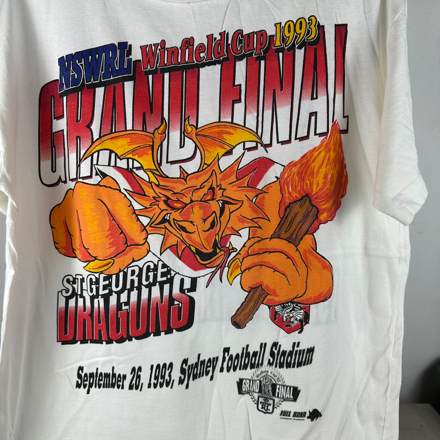 Vintage 1993 St. George Illawarra Dragons NSWRL Winfield Cup Grand Final T-shirt