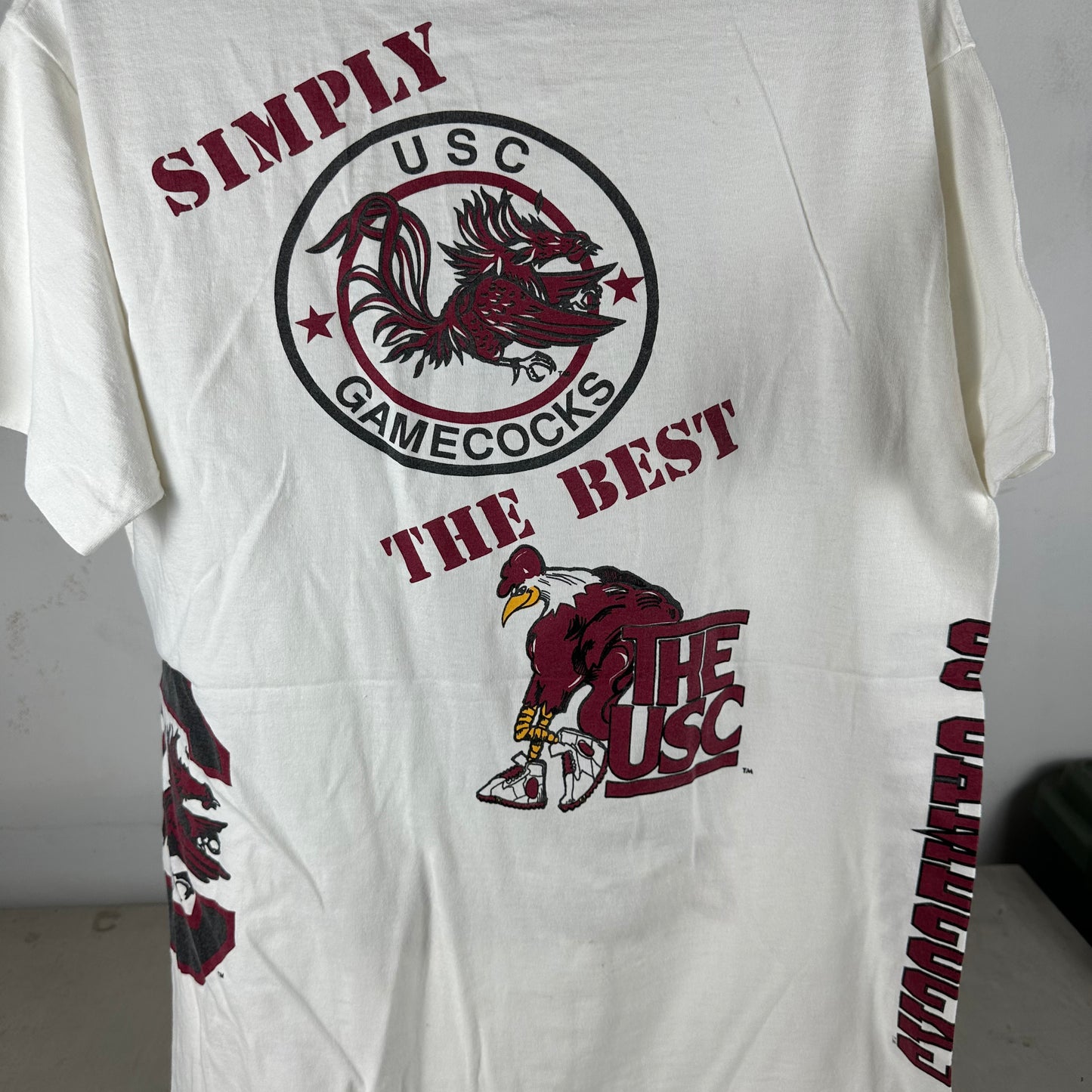 Vintage 90s South Carolina Gamecocks NCAA Mascot Wraparound Single Stitch T-shirt
