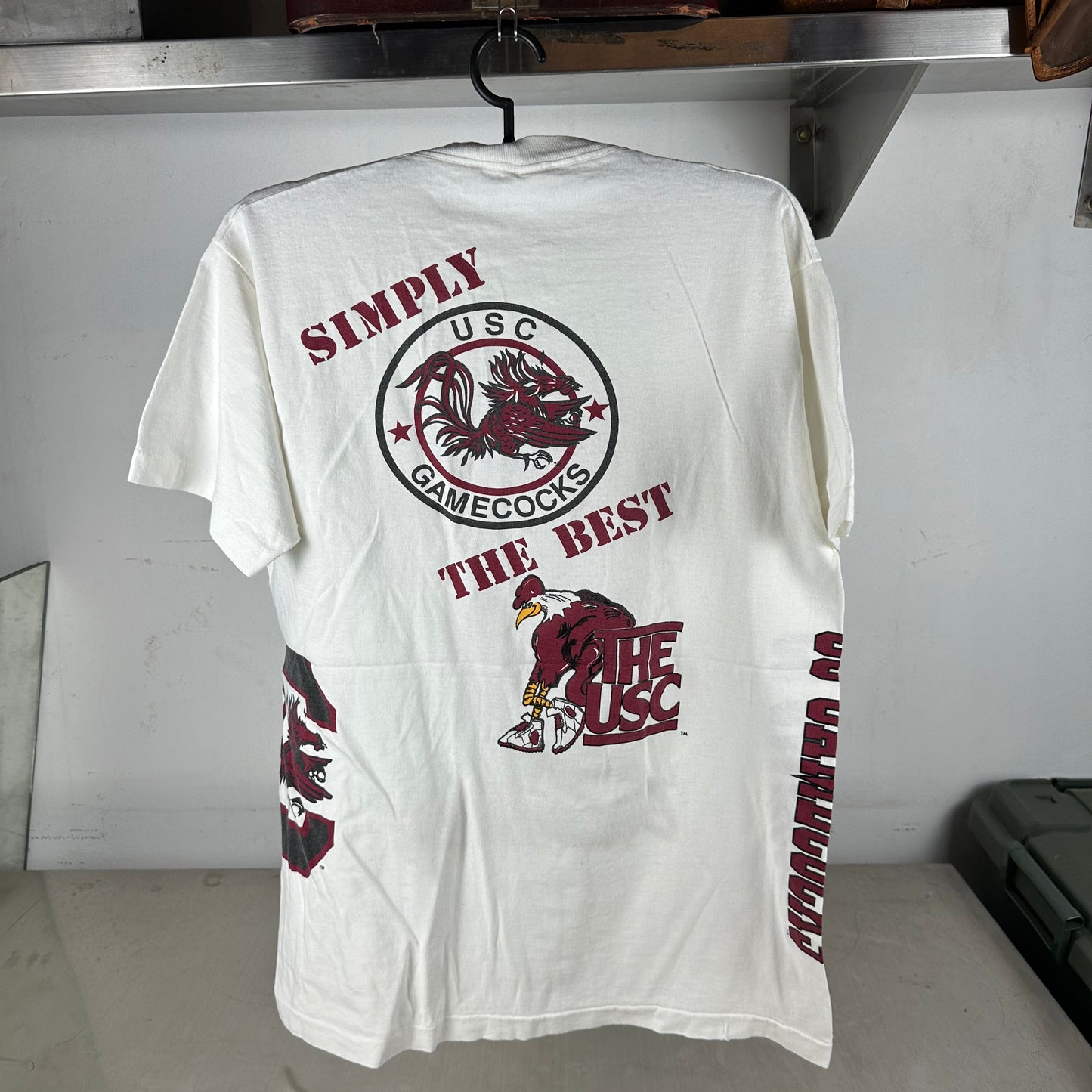 Vintage 90s South Carolina Gamecocks NCAA Mascot Wraparound Single Stitch T-shirt