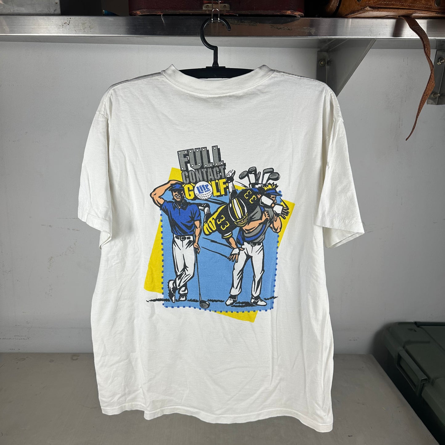 Vintage 90s Lite Beer Full Contact Golf Graphic Promo Single Stitch T-shirt