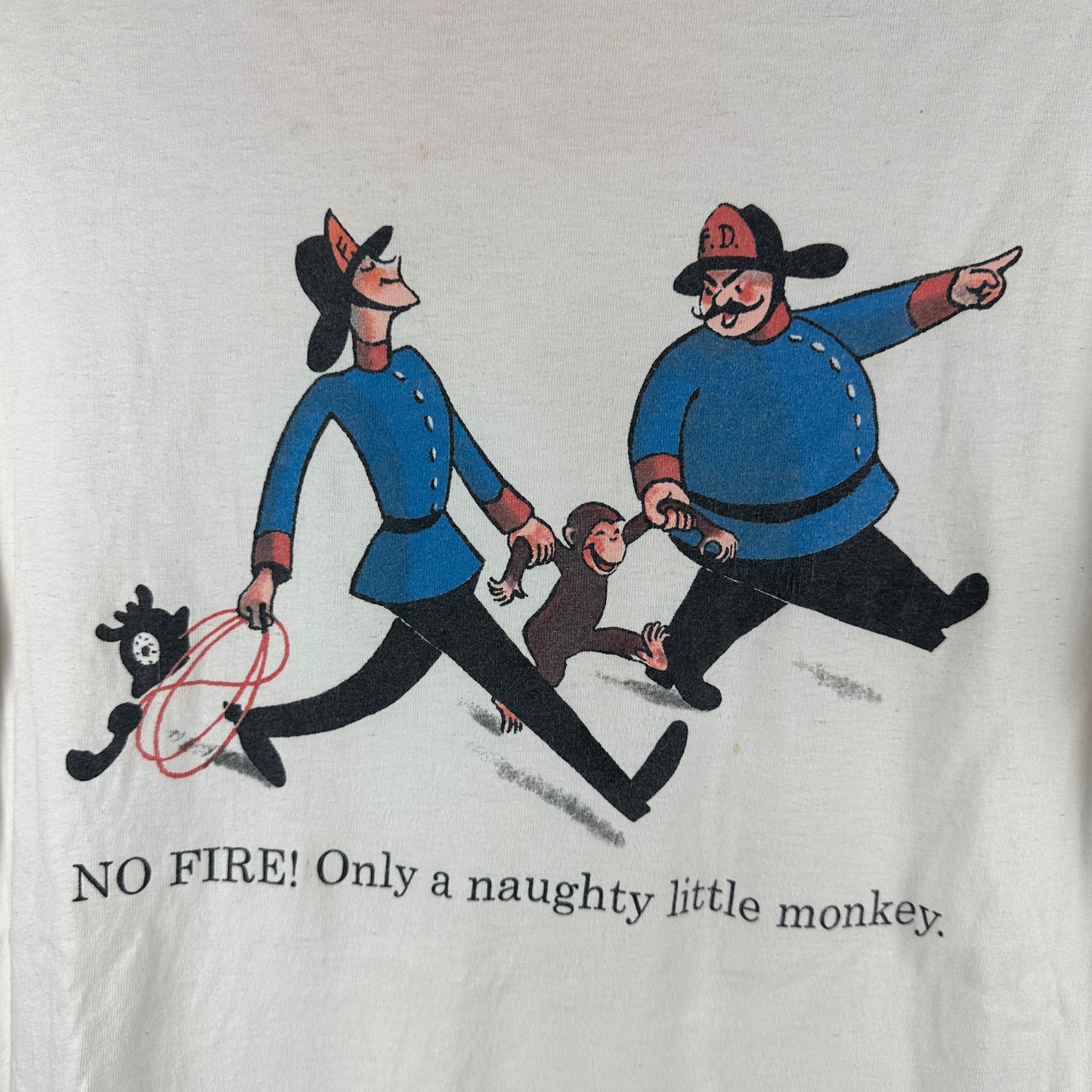 Vintage 1995 Curious George Monkey Cartoon Graphic Ringer T-shirt