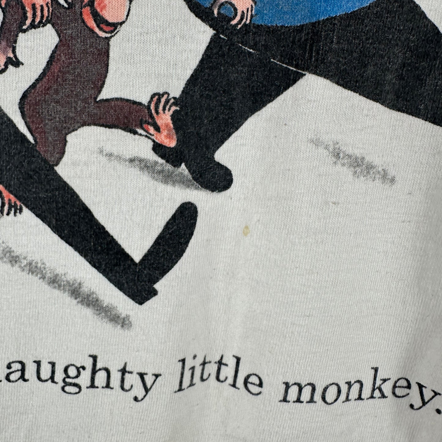 Vintage 1995 Curious George Monkey Cartoon Graphic Ringer T-shirt