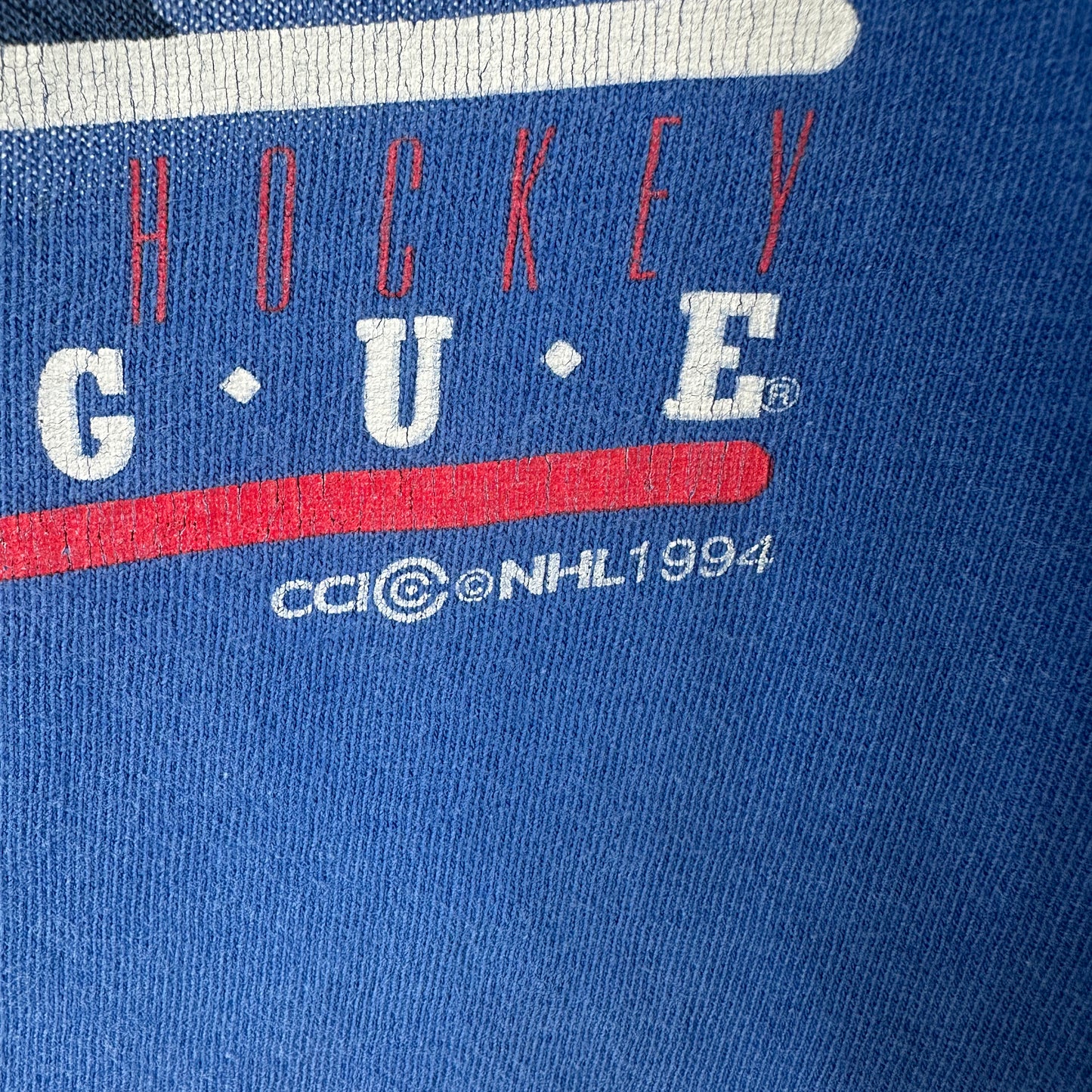 Vintage 1994 New York Rangers Hockey NHL Big Logo Graphic Single Stitch T-shirt