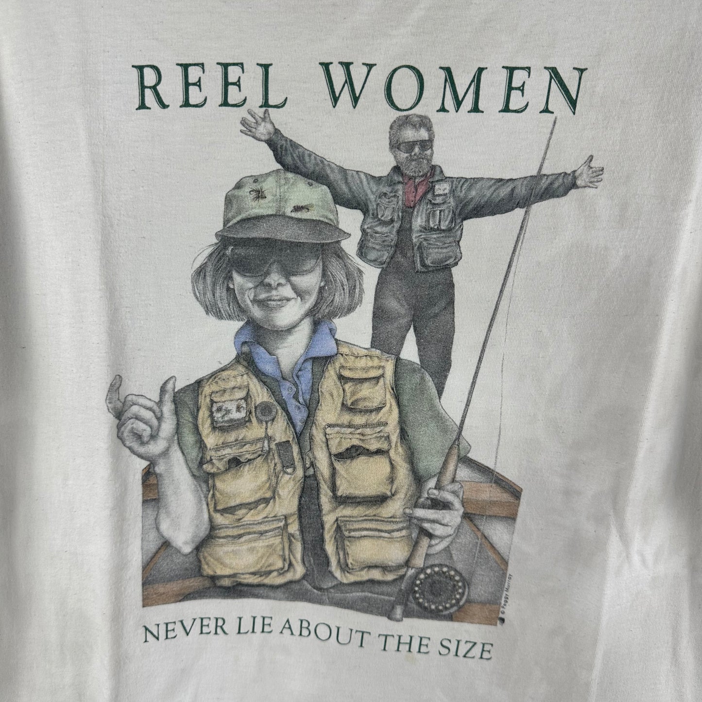 Vintage 90s Peggy Murray Reel Women Never Lie About the Size Single Stitch T-shirt
