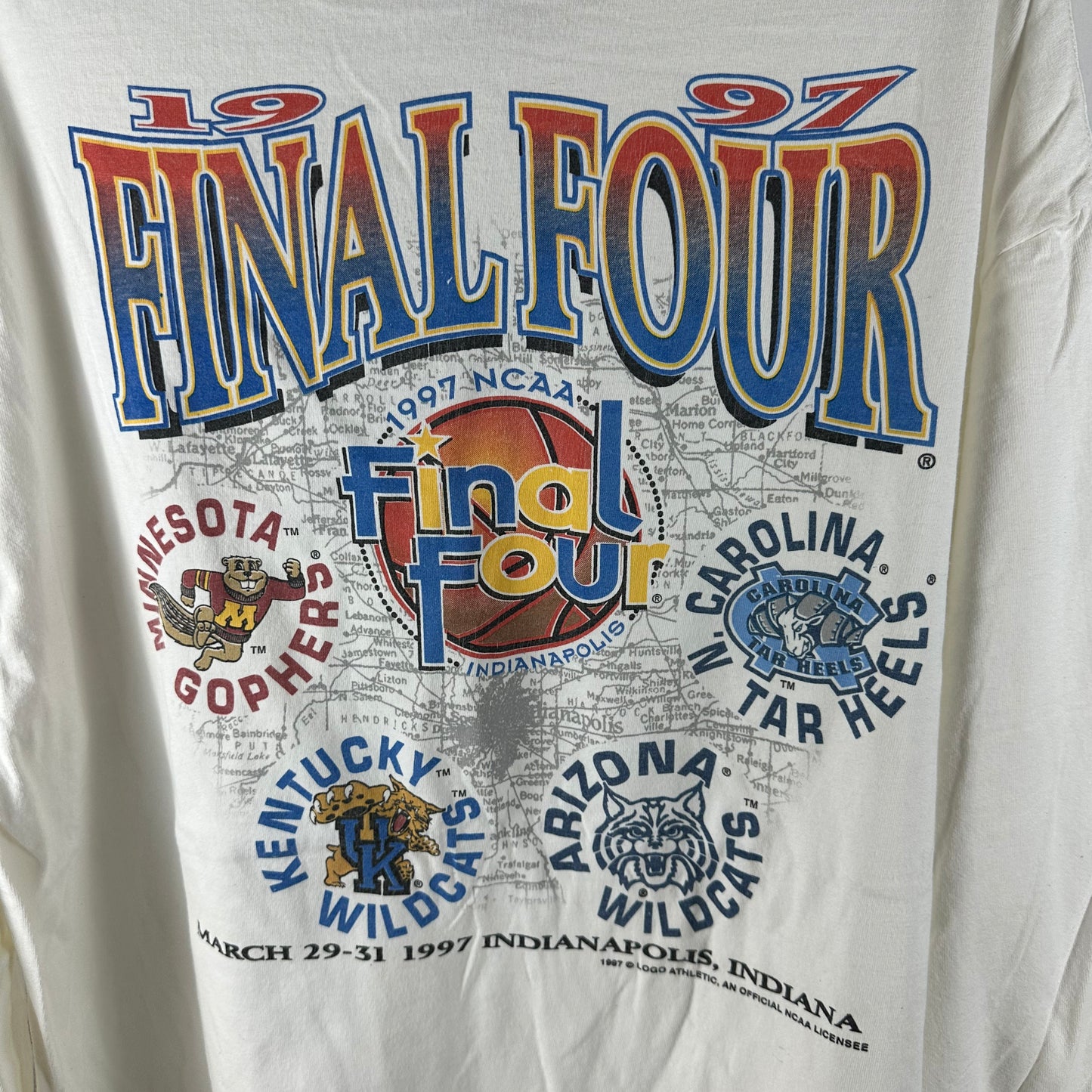Vintage 1997 NCAA College Basketball Final Four Long Sleeves Graphic Single Stitch T-shirt