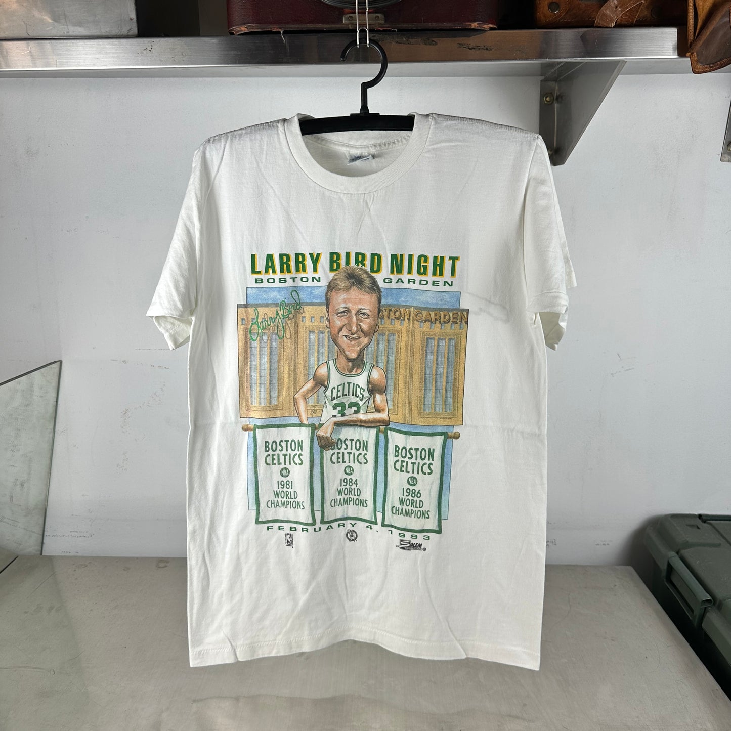Vintage 1993 Larry Bird Night Boston Celtics NBA Caricature Salem Sportswear T-shirt