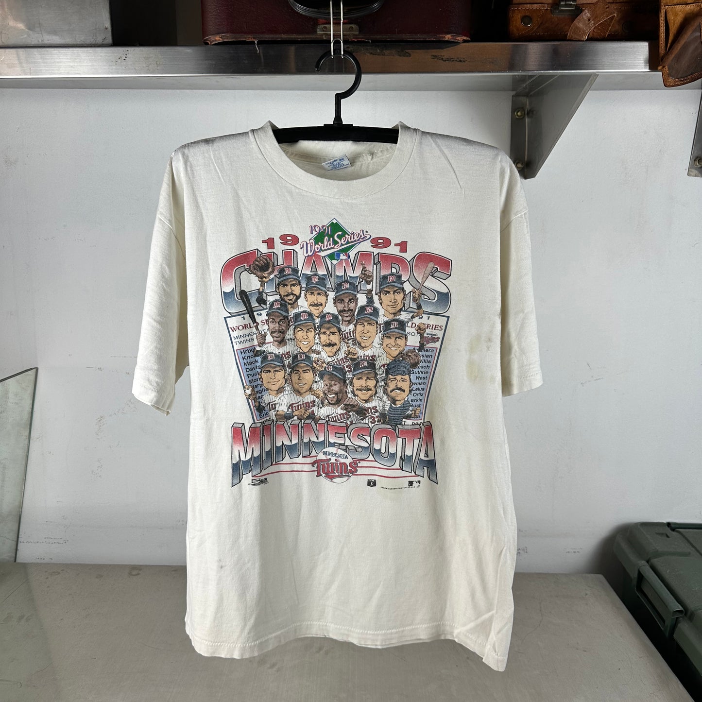 Vintage 1991 Minnesota Twins MLB World Champs Caricature Salem Sportswear T-shirt