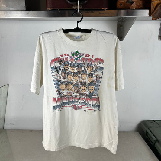 Vintage 1991 Minnesota Twins MLB World Champs Caricature Salem Sportswear T-shirt