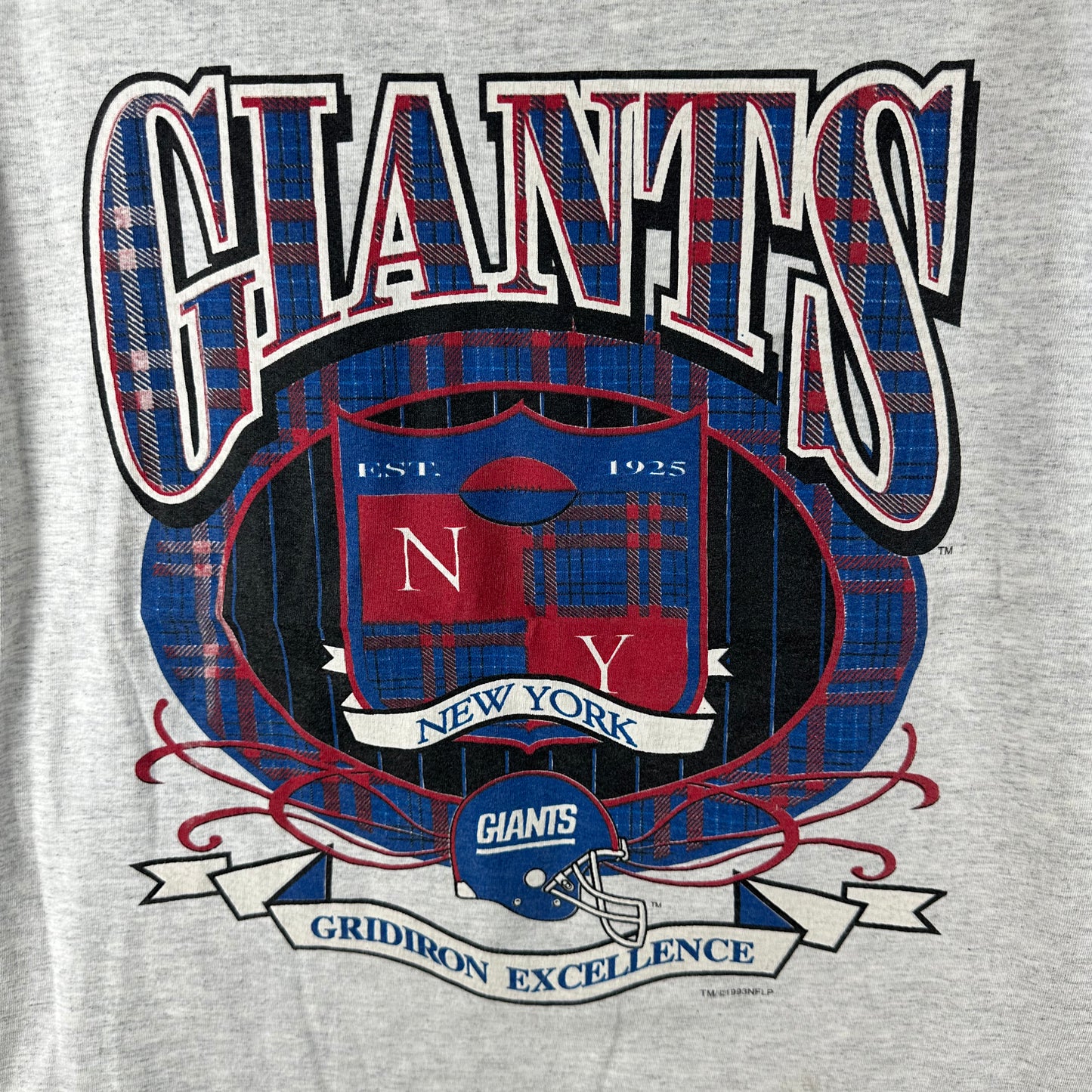 Vintage 1993 New York Giants Football NFL Gridiron Excellence Single Stitch T-shirt