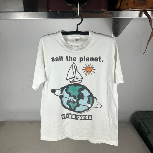Vintage 90s Sail the Planet Virgin Gorda Gravity Graphics Artwork Single Stitch T-shirt