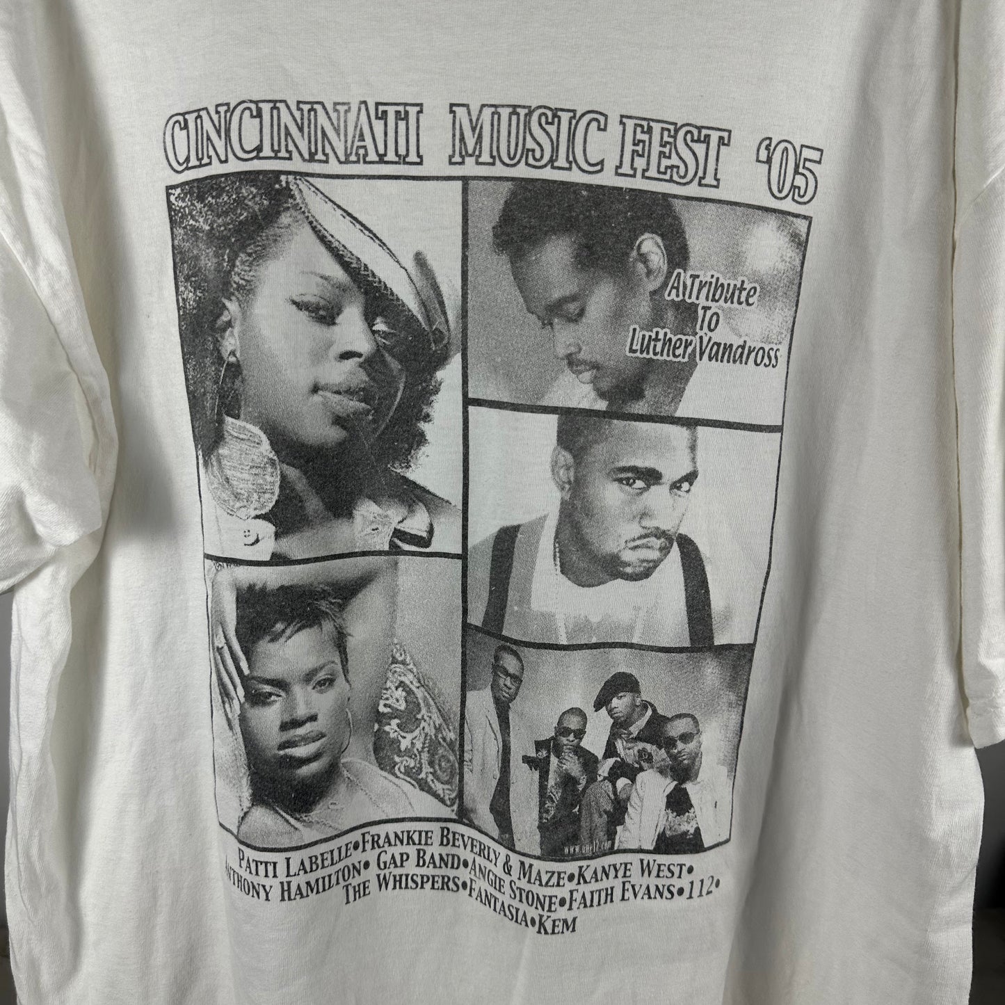 Vintage 2005 Cincinnati Music Fest Kanye West Luther Vandross Concert T-shirt