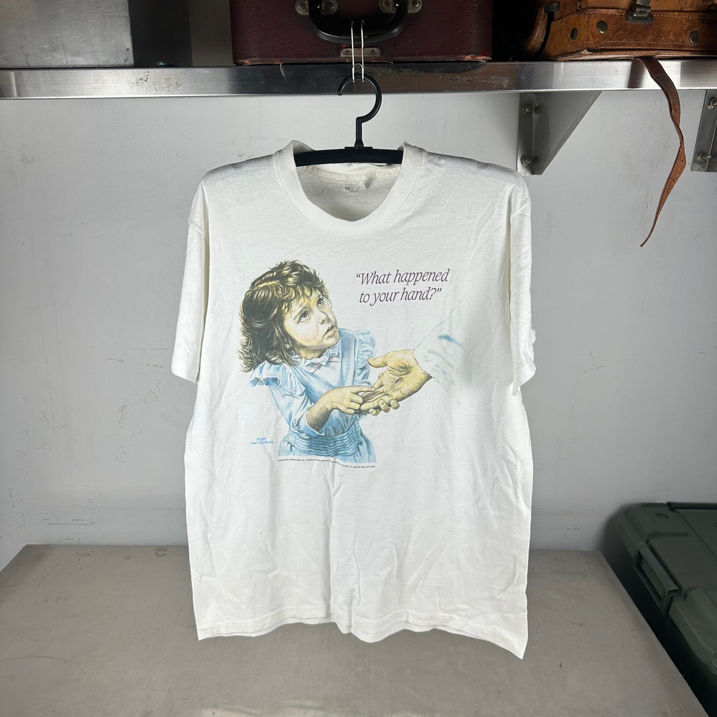 Vintage 1989 What Happened to Your Hand? Jesus Religious Single Stitch T-shirt