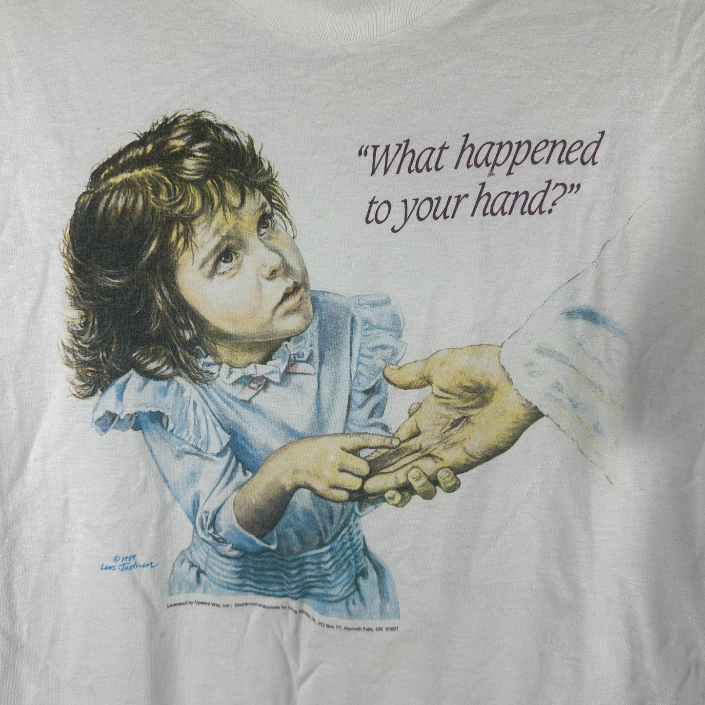 Vintage 1989 What Happened to Your Hand? Jesus Religious Single Stitch T-shirt