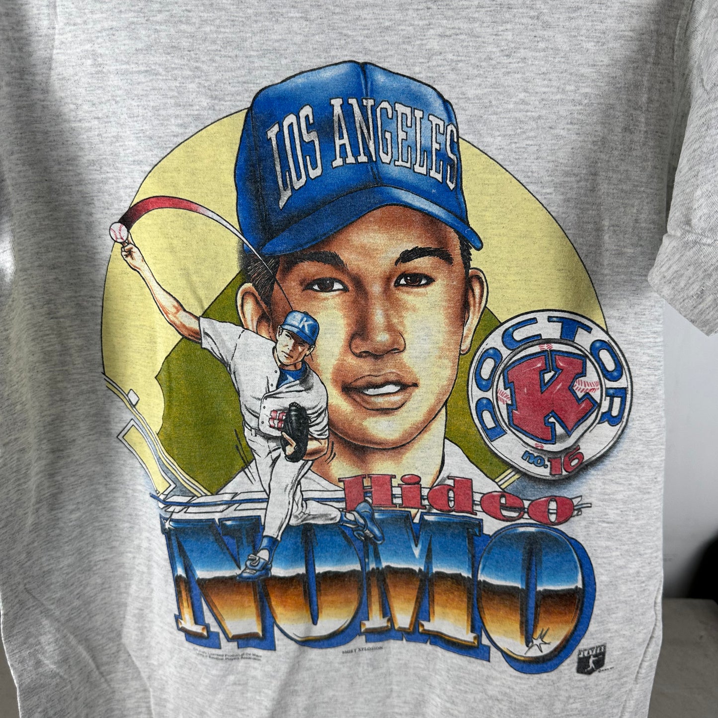 Vintage 90s Hideo Nomo Los Angeles Dodgers MLB Caricature Single Stitch T-shirt