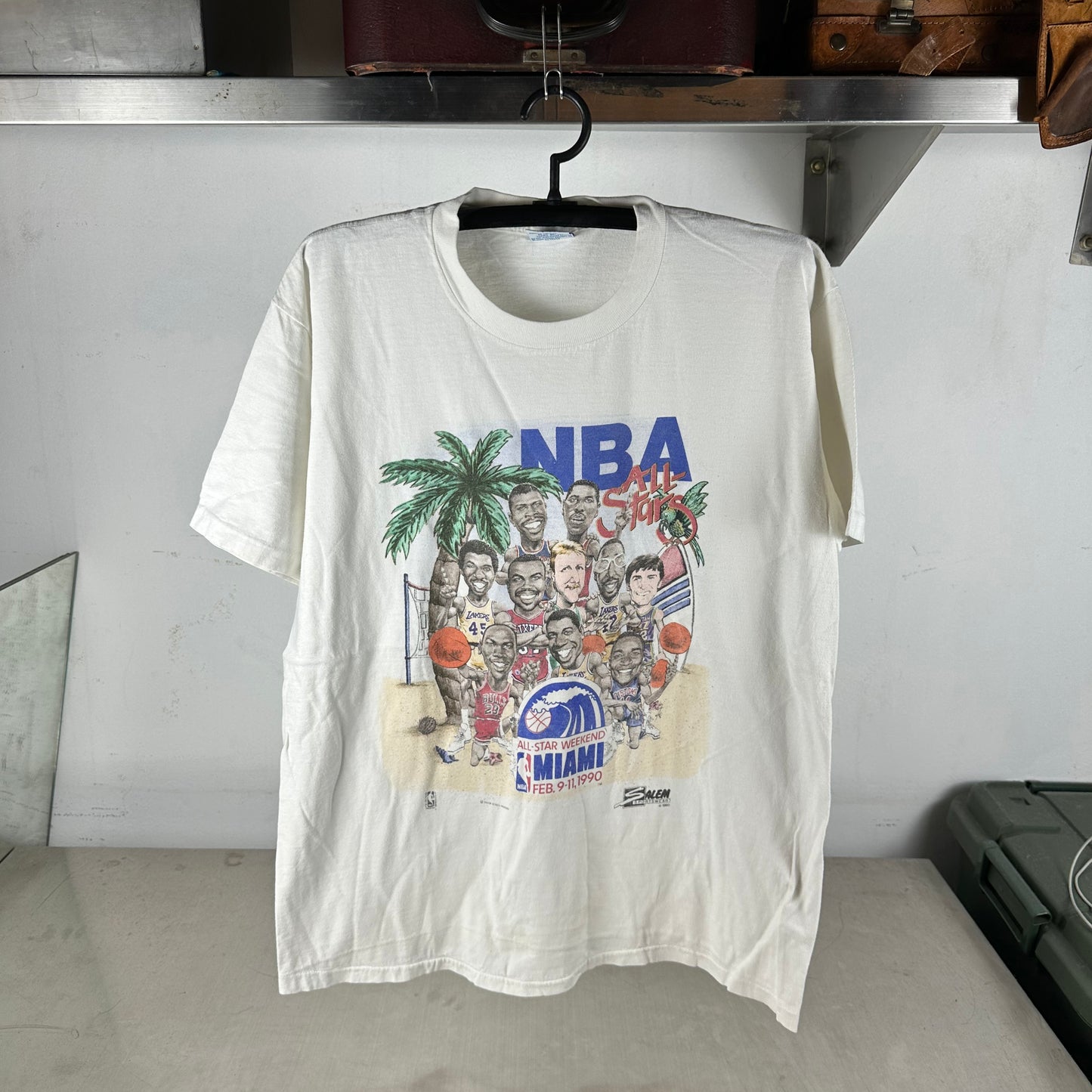 Vintage 1990 NBA All Star Weekend Caricature Salem Sportswear Single Stitch T-shirt