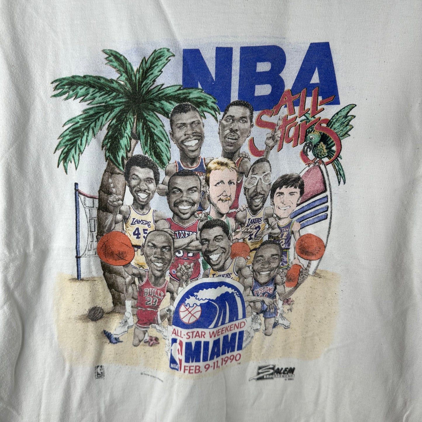 Vintage 1990 NBA All Star Weekend Caricature Salem Sportswear Single Stitch T-shirt