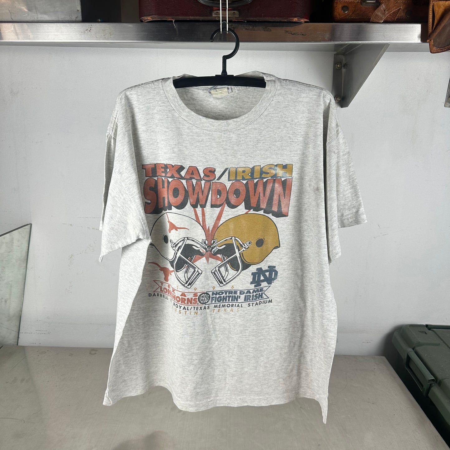 Vintage 1996 NCAA Texas Longhorns Notre Dame Fightin Irish Showdown T-shirt