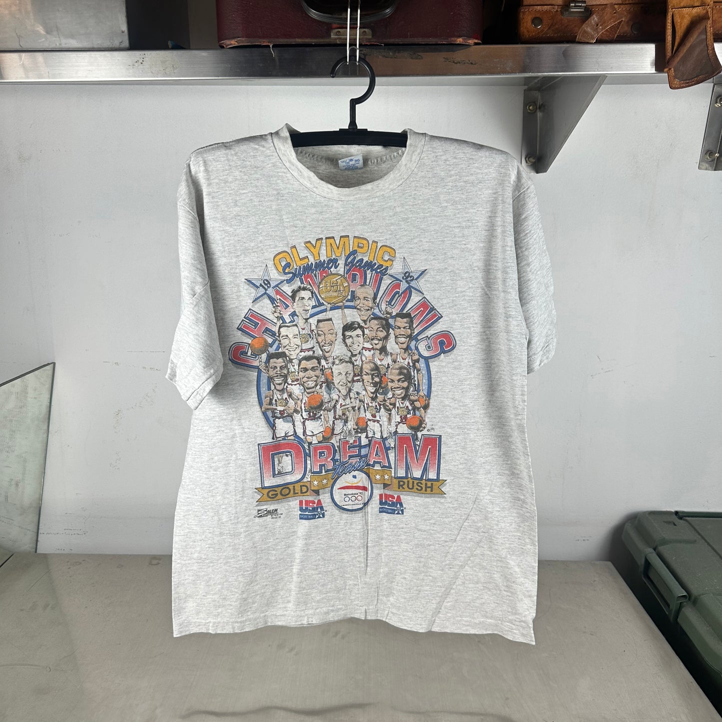 Vintage 1992 USA Dream Team Olympics Basketball Caricature Salem Sportswear T-shirt