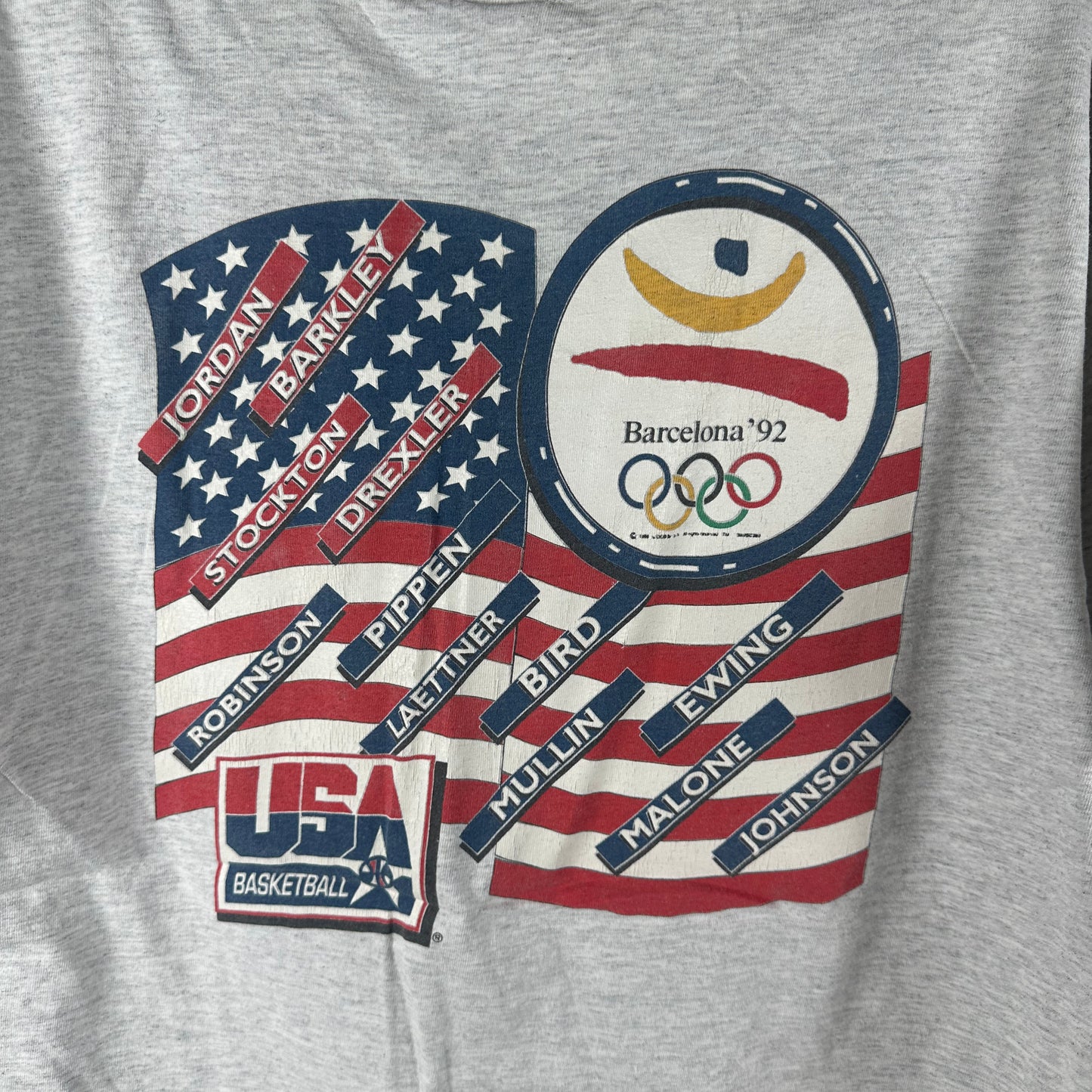 Vintage 1992 USA Dream Team Olympics Basketball Caricature Salem Sportswear T-shirt