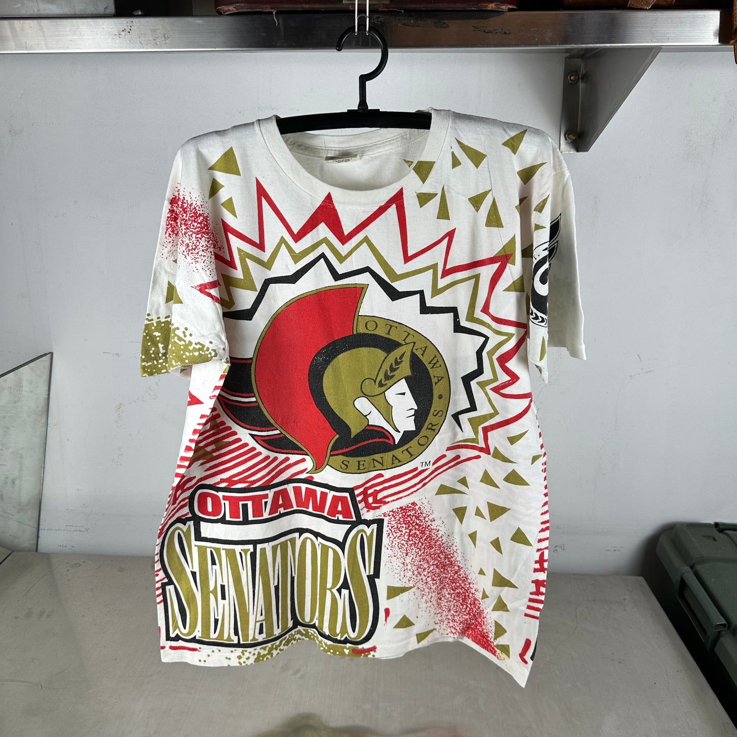 Vintage 90s Ottawa Senators Hockey NHL AOP All Over Print Single Stitch T-shirt