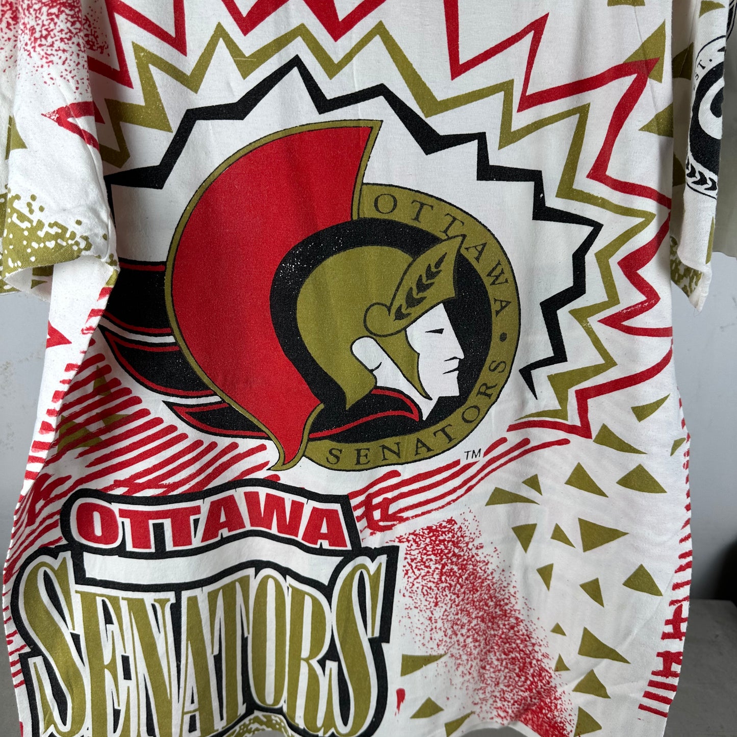 Vintage 90s Ottawa Senators Hockey NHL AOP All Over Print Single Stitch T-shirt