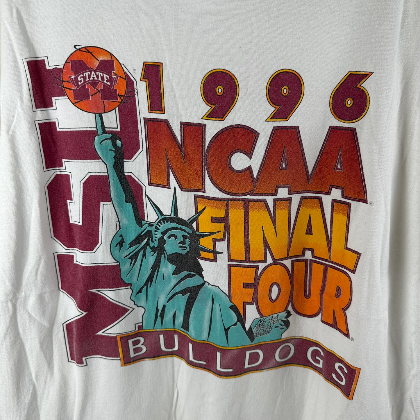 Vintage 1996 MSU Bulldogs Basketball NCAA Final Four Single Stitch T-shirt