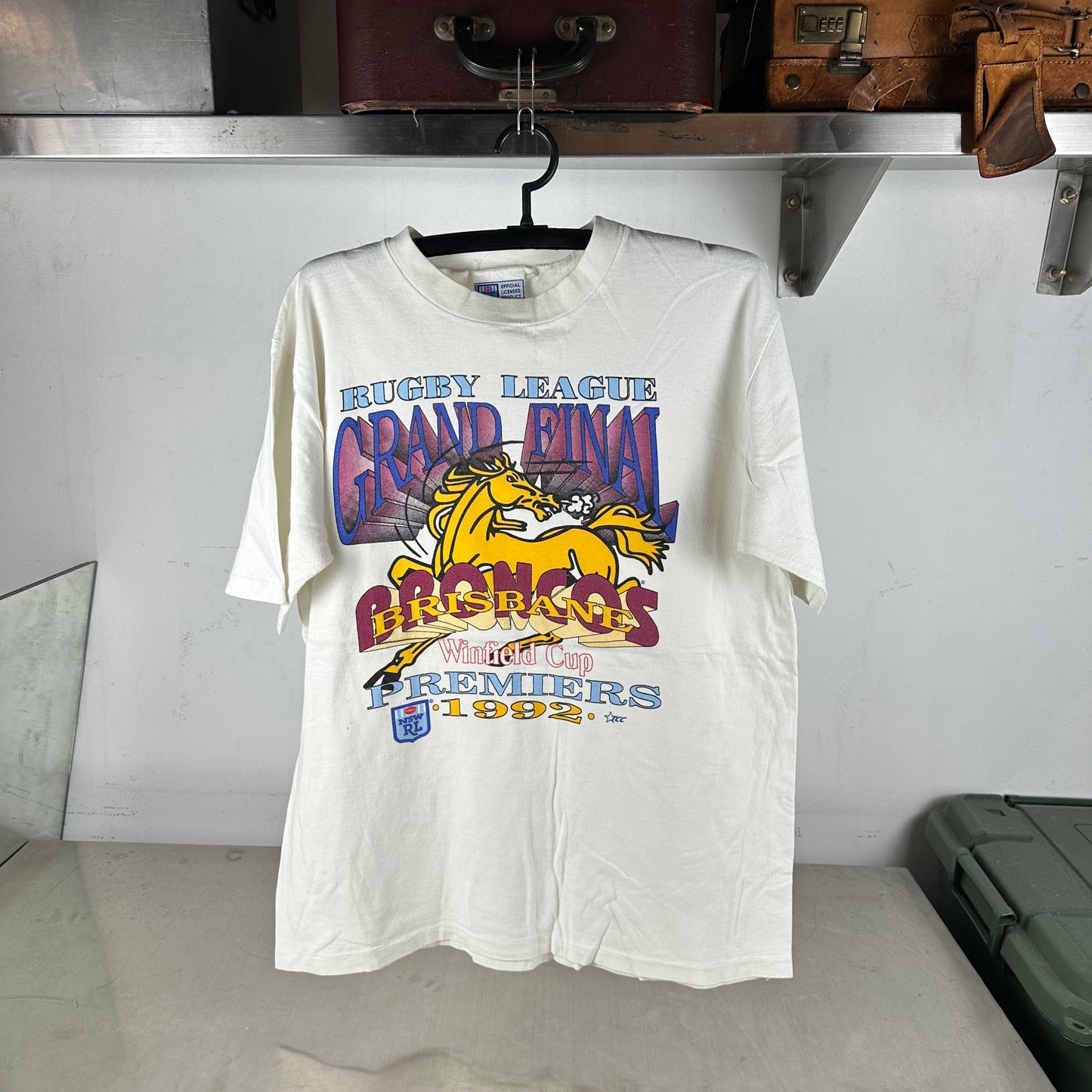 Vintage 1992 Brisbane Broncos Winfield Cup Premiers NSWRL Single Stitch T-shirt