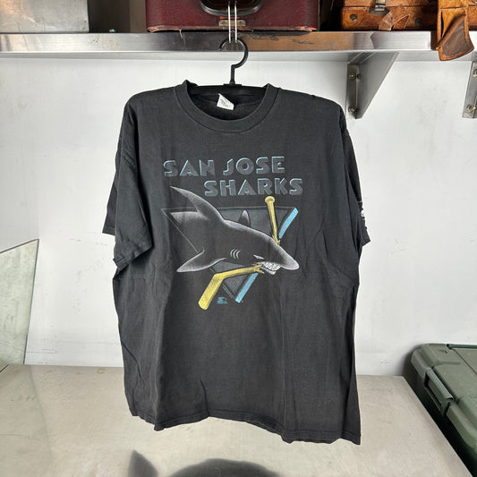 Vintage 90s San Jose Sharks Hockey NHL Big Logo Starter T-shirt