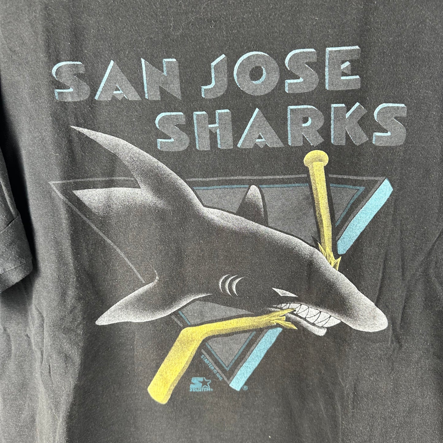 Vintage 90s San Jose Sharks Hockey NHL Big Logo Starter T-shirt