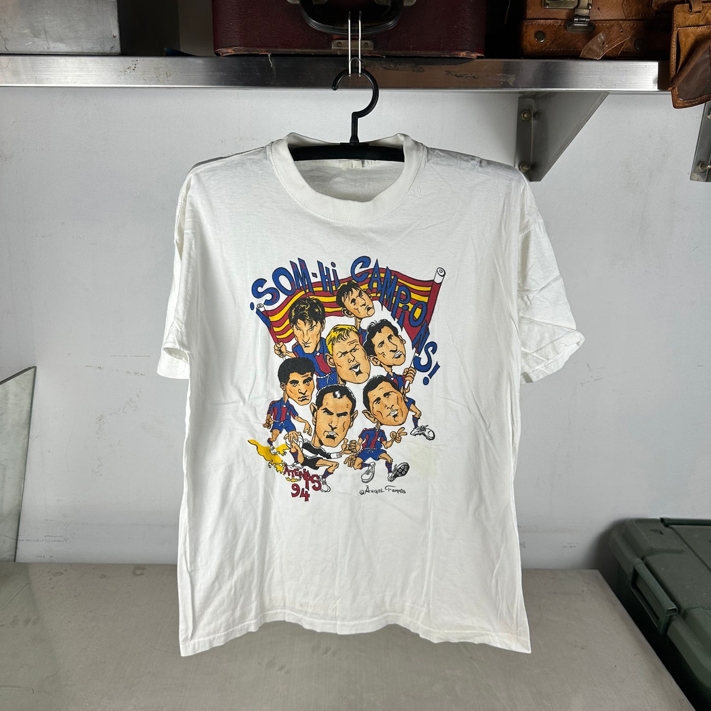 Vintage 1994 FC Barcelona Futbol Club Soccer Caricature T-shirt
