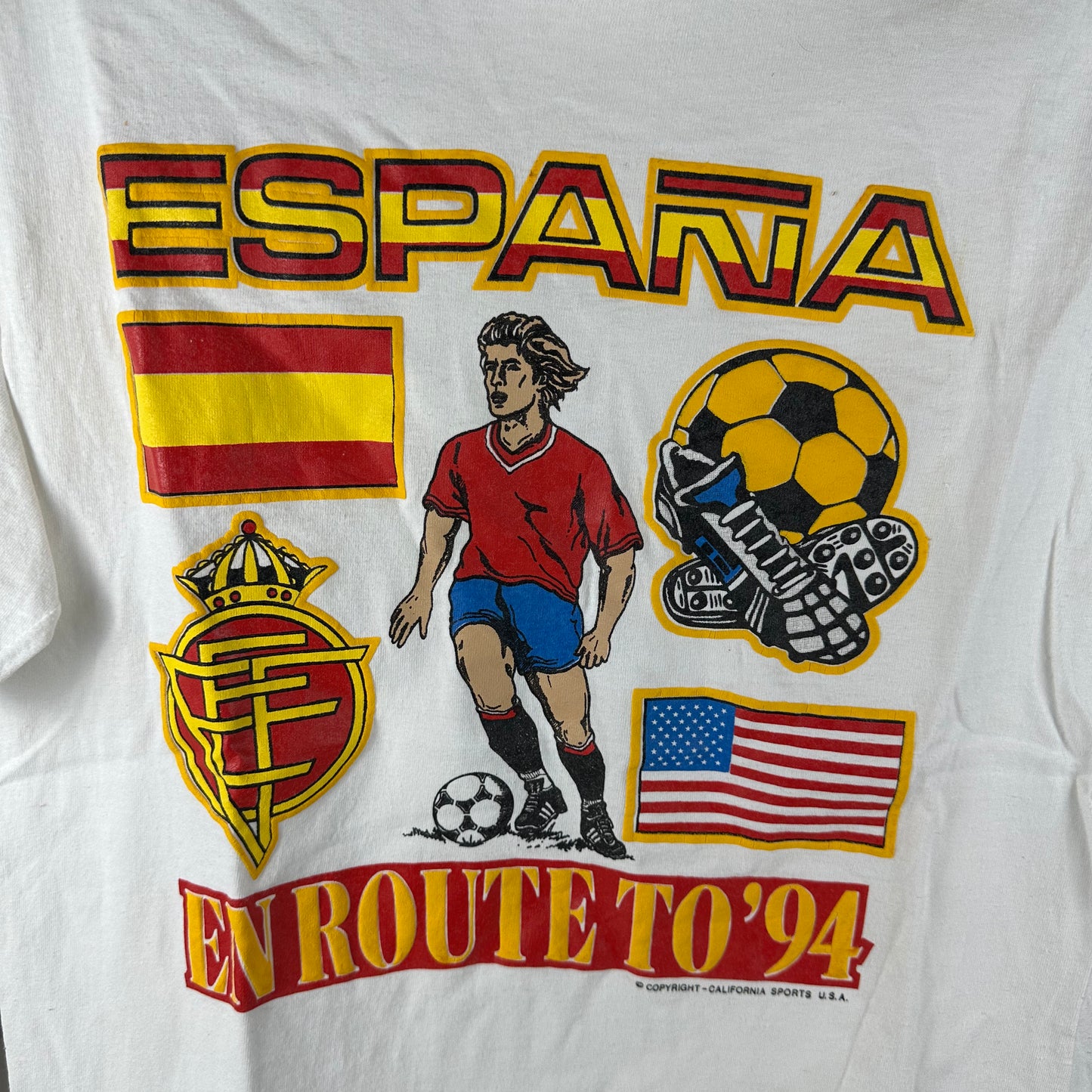 Vintage Spain En Route To 1994 USA Soccer World Cup Espana Single Stitch T-shirt