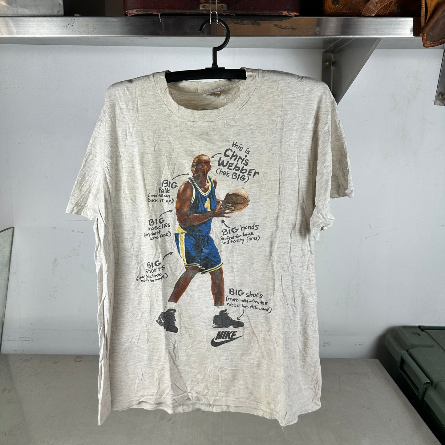 Vintage 90s Nike Basketball Chris Webber Big Man Big Game Single Stitch T-shirt