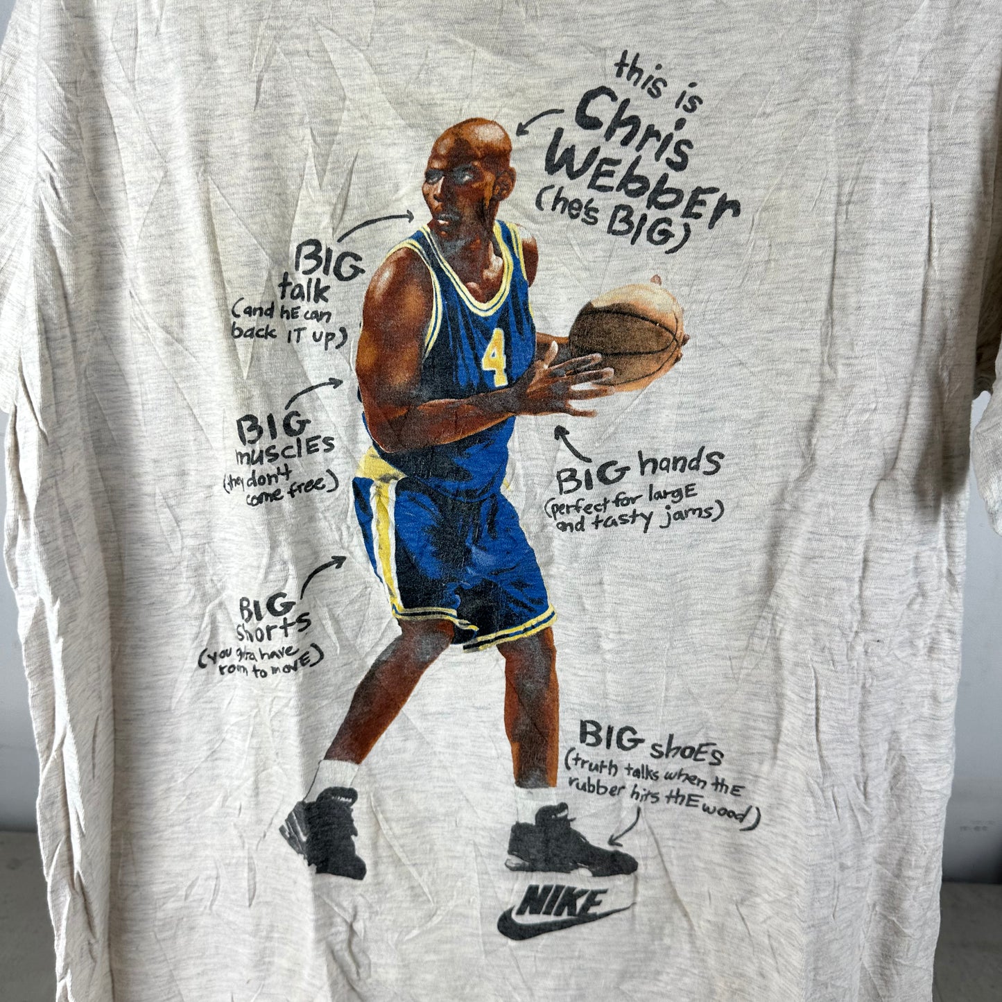 Vintage 90s Nike Basketball Chris Webber Big Man Big Game Single Stitch T-shirt