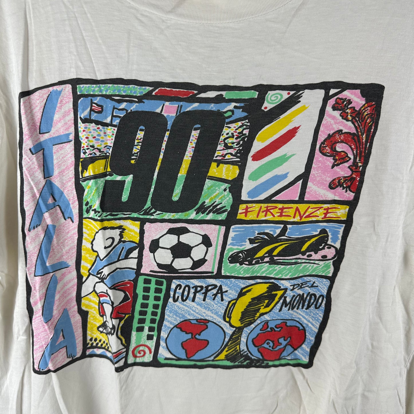 Vintage Italy 1990 Soccer World Cup Italia Coppa Del Mondo Single Stitch T-shirt