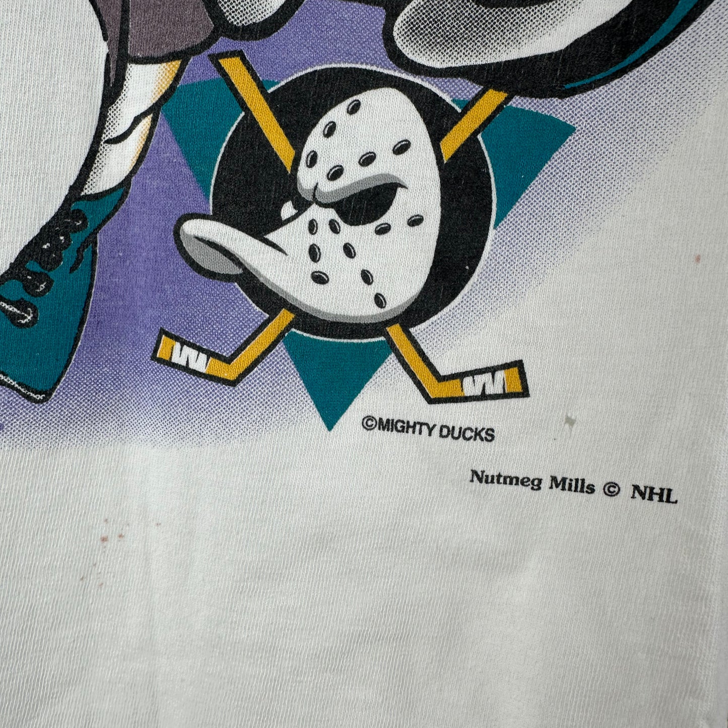 Vintage 90s Mighty Ducks Hockey NHL Nutmeg Mascot Graphic Single Stitch T-shirt