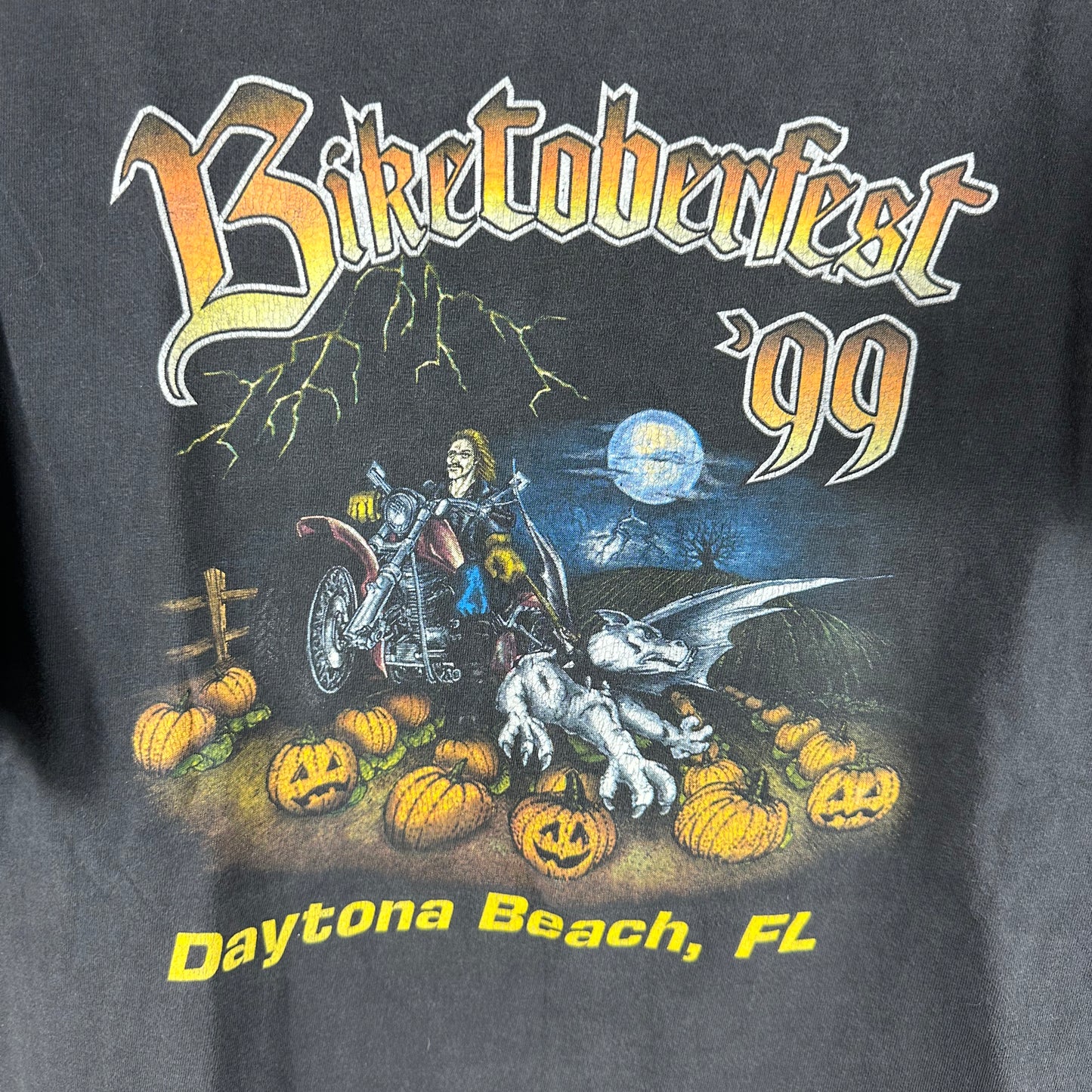 Vintage 1999 Florida Daytona Beach Biketoberfest Motorcycle Graphic T-shirt