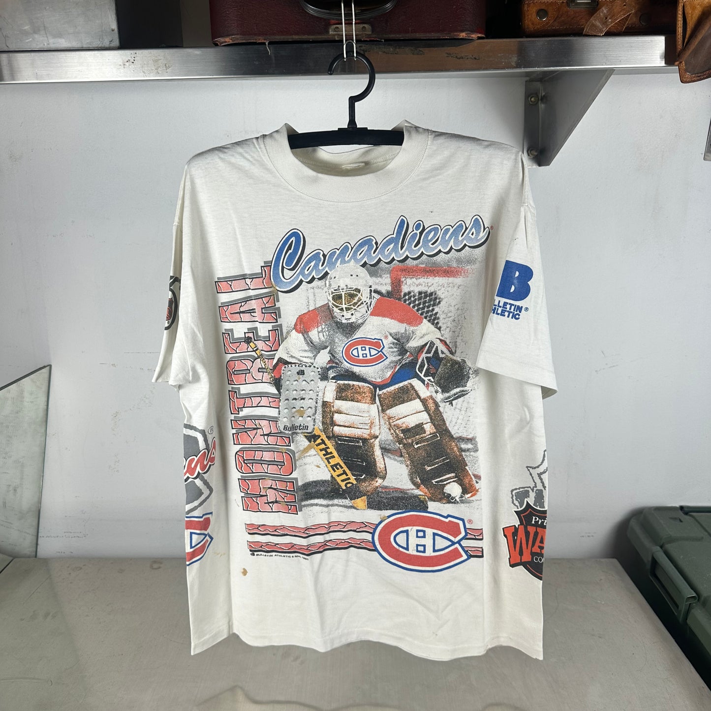 Vintage 1991 Montreal Canadiens Bulletin Athletic NHL AOP Single Stitch T-shirt
