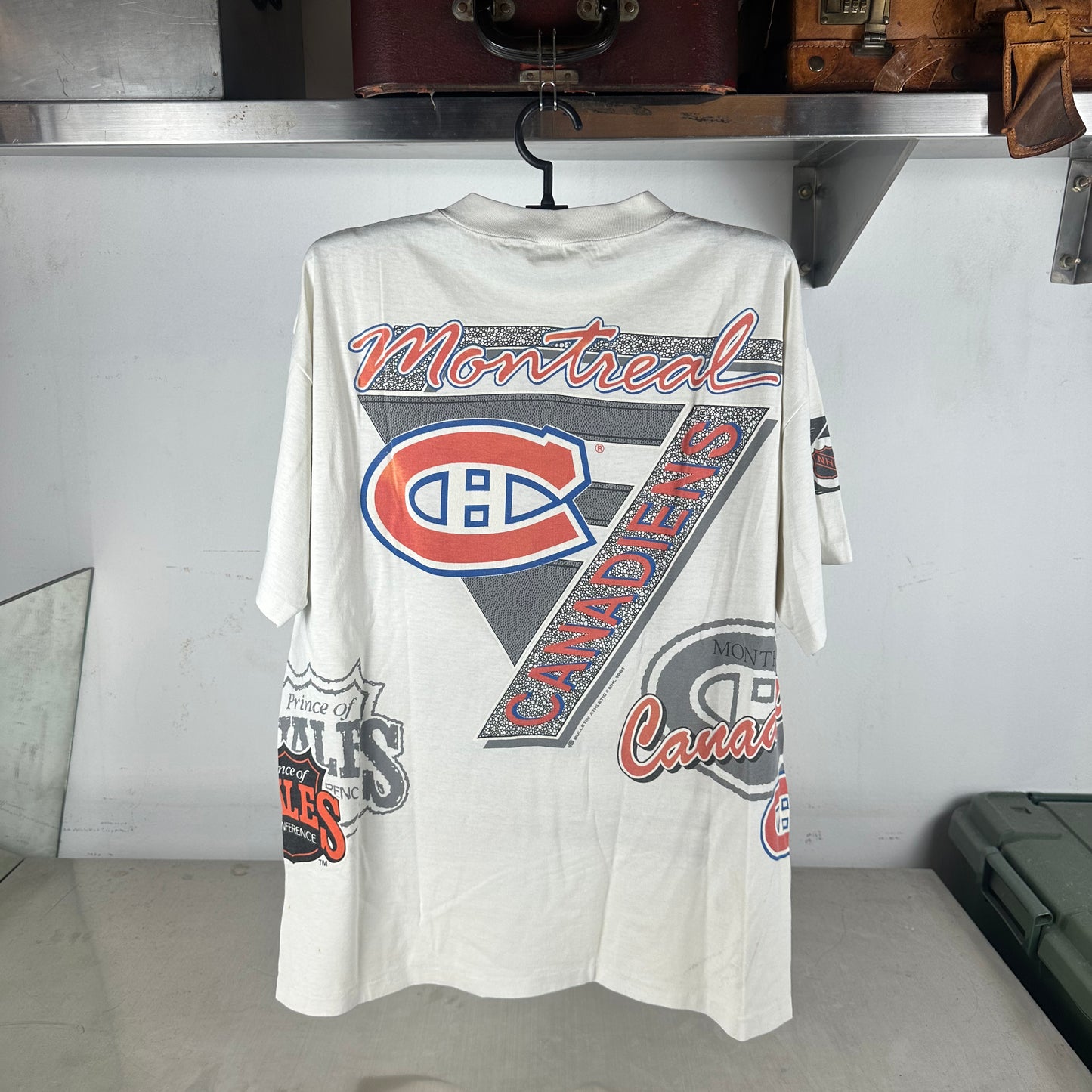 Vintage 1991 Montreal Canadiens Bulletin Athletic NHL AOP Single Stitch T-shirt