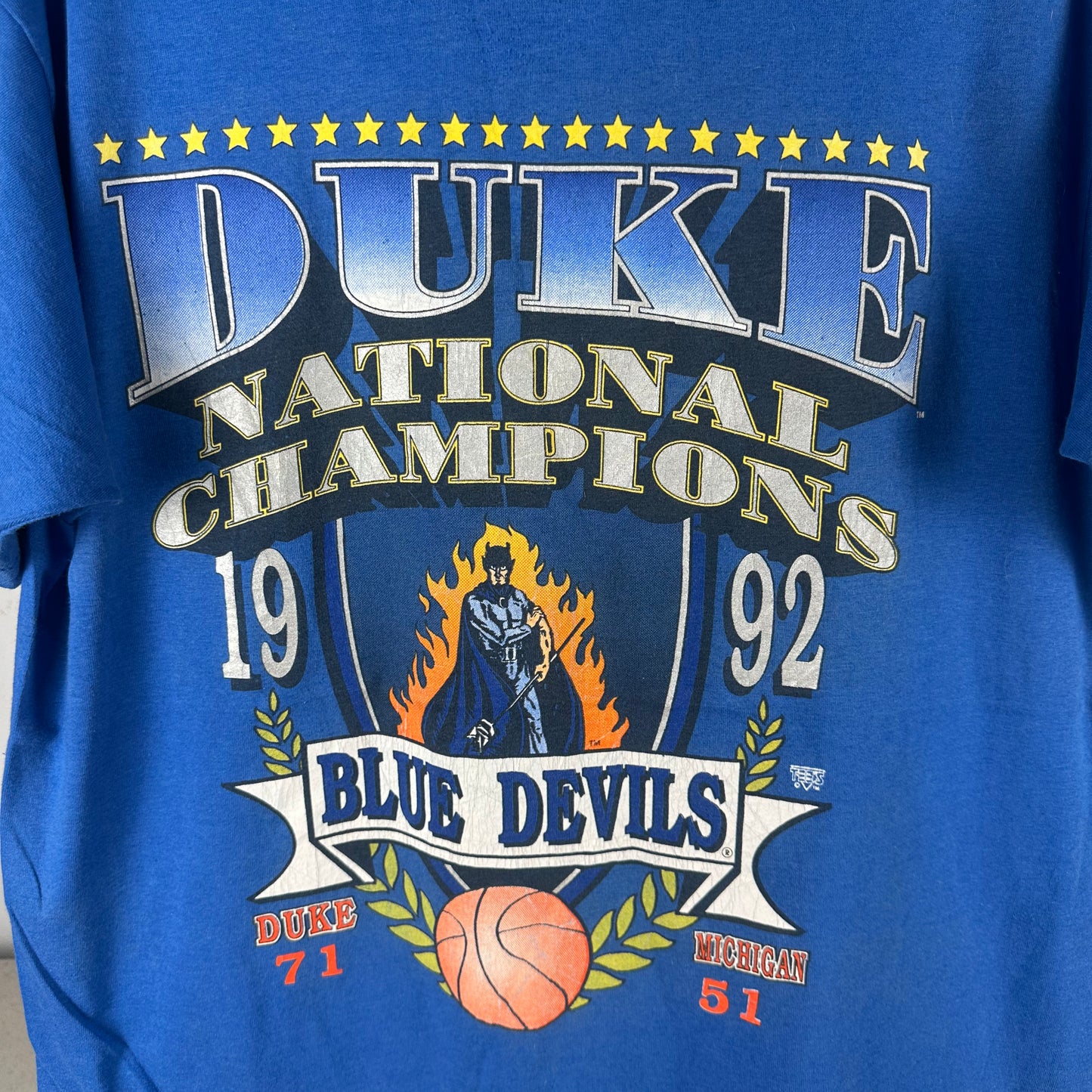 Vintage 1992 Duke Blue Devils Basketball NCAA Champions Single Stitch T-shirt