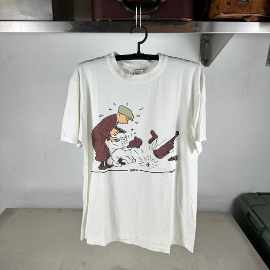 Vintage 90s The Adventures of Tintin Cartoon Graphic T-shirt