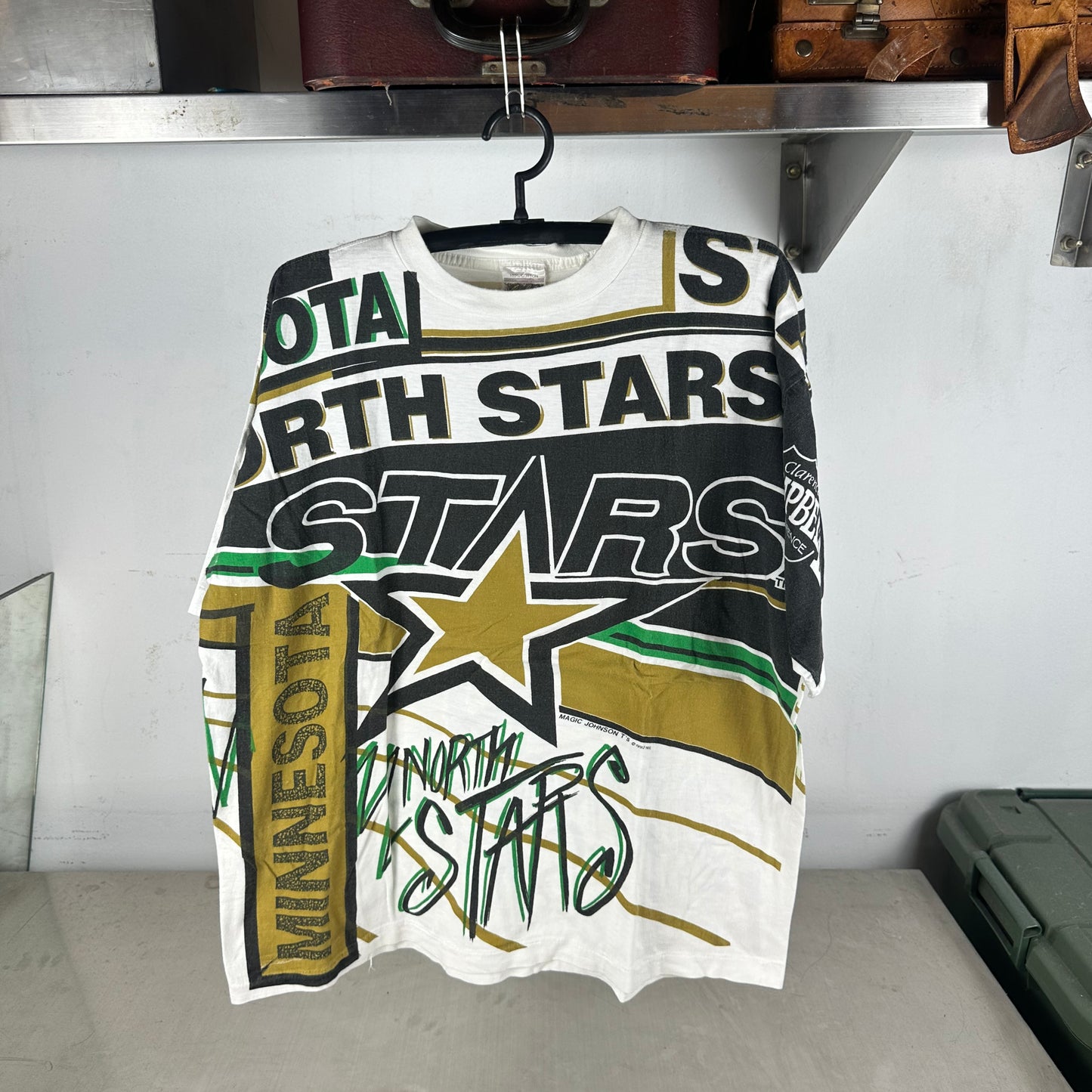 Vintage 1992 Minnesota North Stars NHL AOP Single Stitch T-shirt