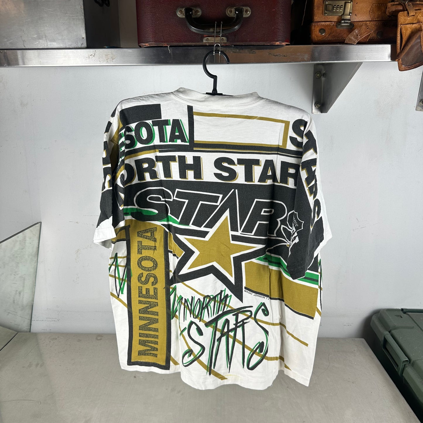 Vintage 1992 Minnesota North Stars NHL AOP Single Stitch T-shirt