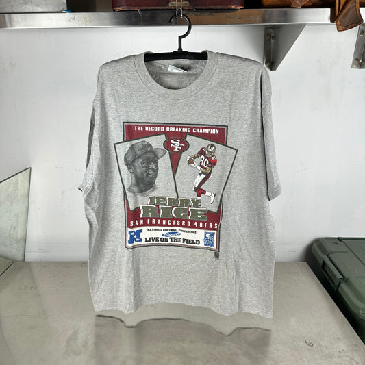 Vintage 1996 Jerry Rice San Francisco 49ers NFL Record Breaking Champion T-shirt