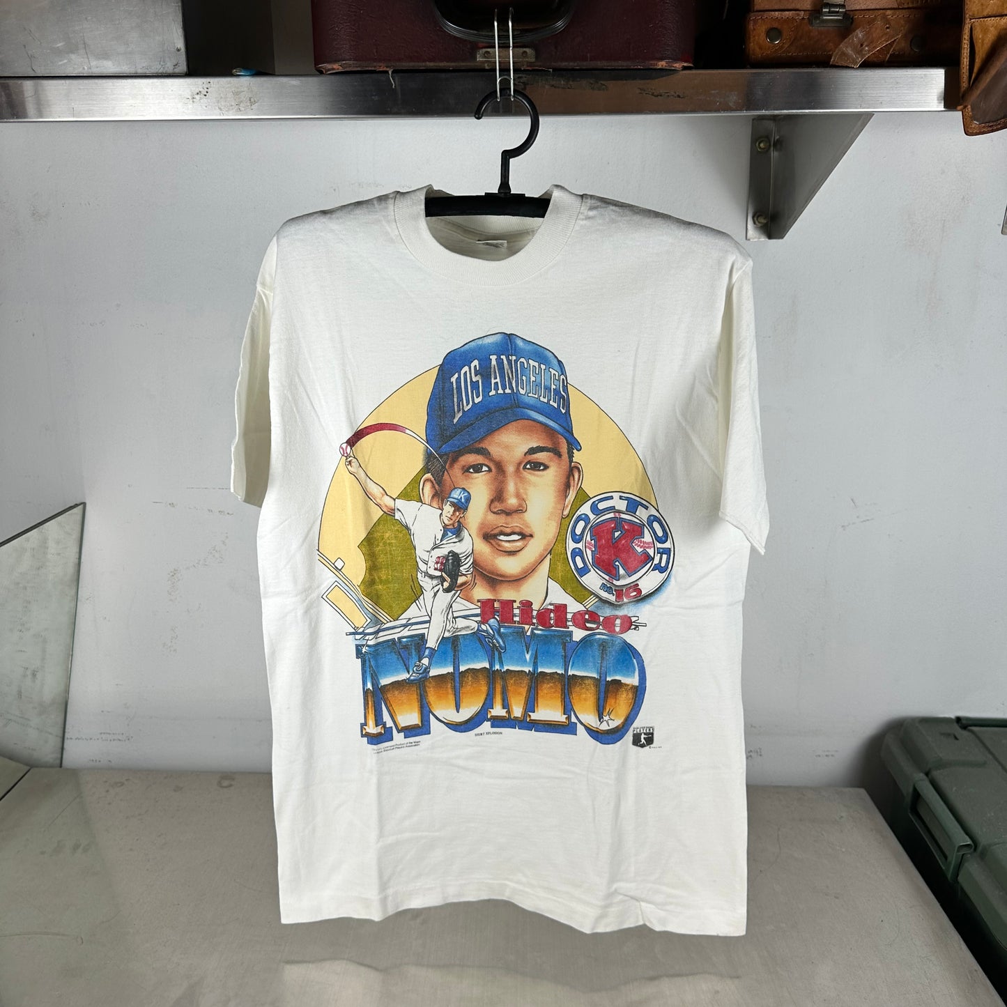 Vintage 90s Hideo Nomo Los Angeles Dodgers MLB Caricature Single Stitch T-shirt