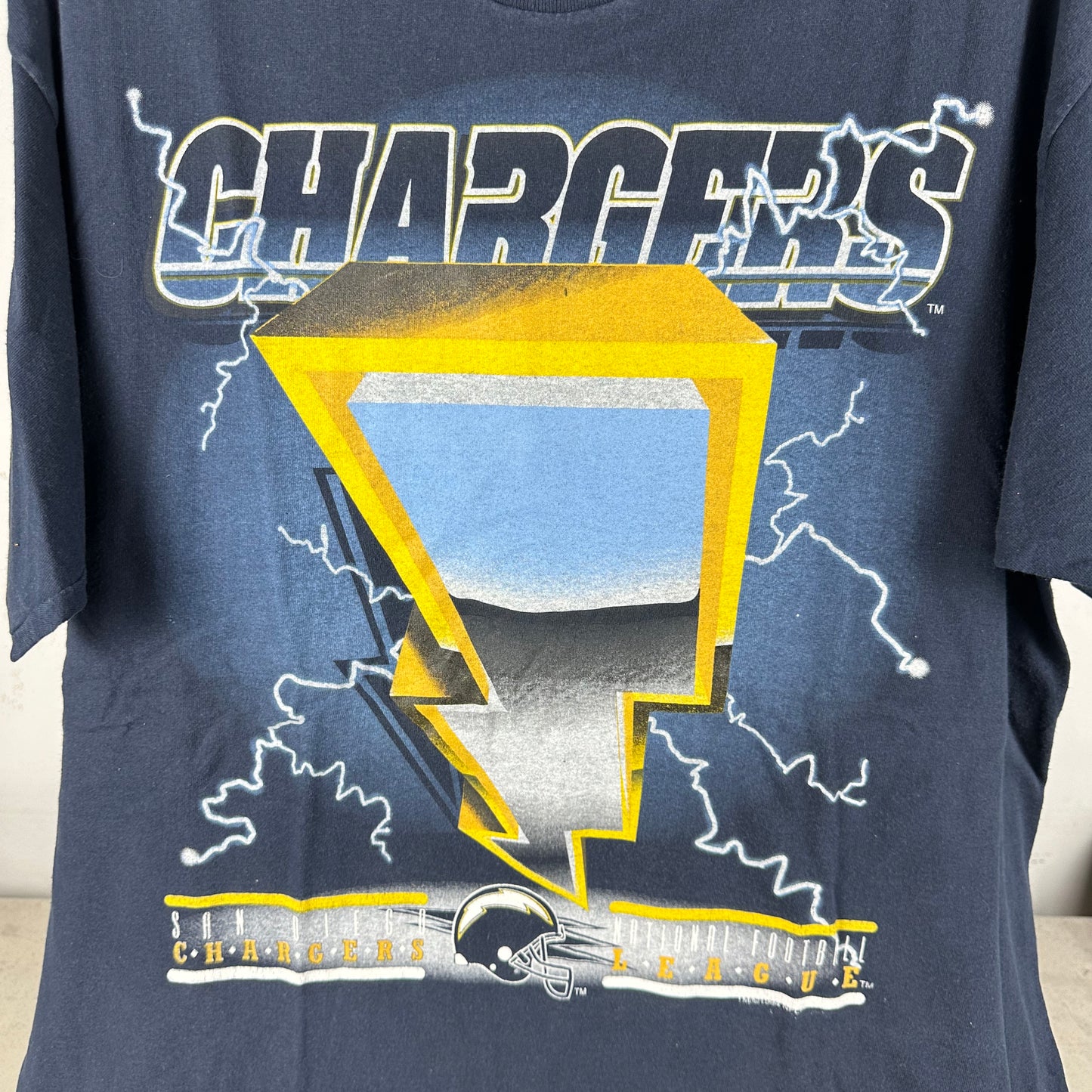 Vintage 1994 San Diego Chargers Lightning Graphic NFL Single Stitch T-shirt