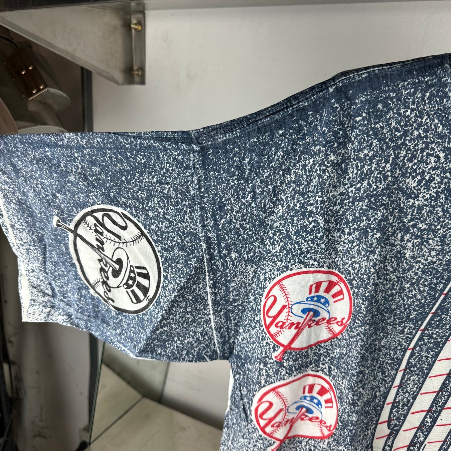 Vintage 1991 New York Yankees Baseball MLB AOP All Over Print Single Stitch T-shirt