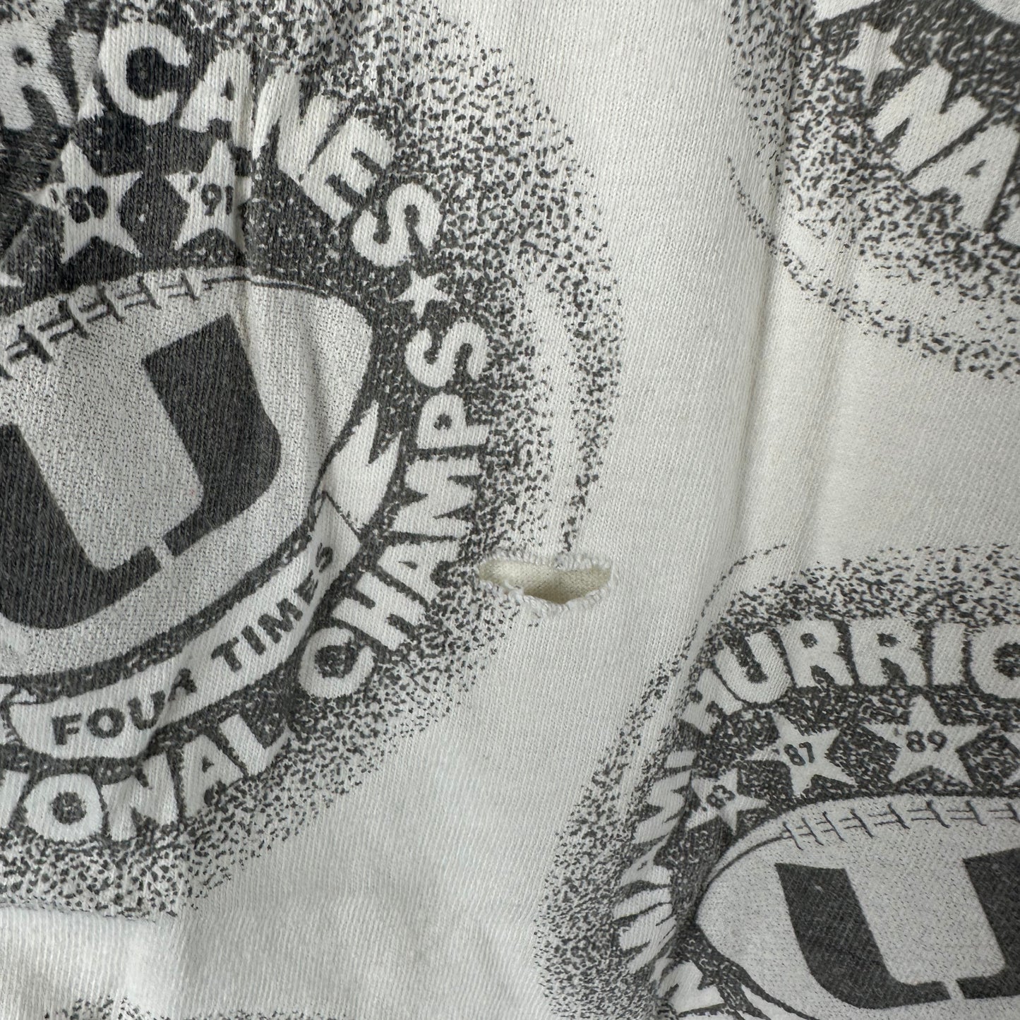 Vintage 90s Miami Hurricanes NCAA Football Champions AOP Single Stitch T-shirt