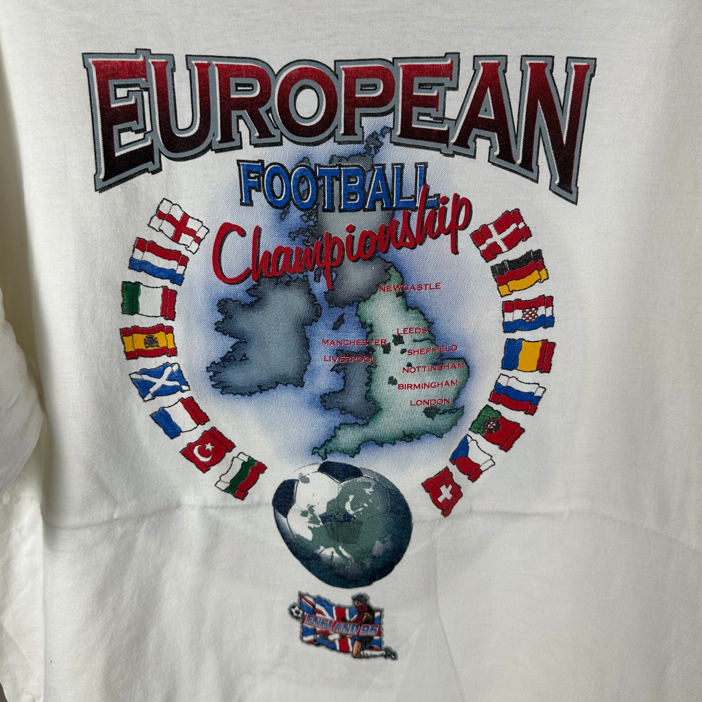 Vintage 1996 England UEFA European Football Championship Soccer Single Stitch T-shirt